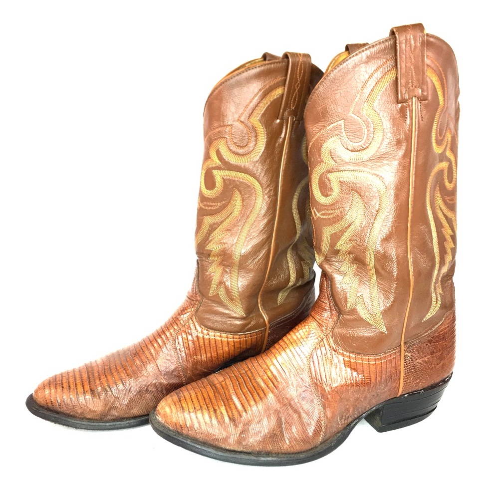 Vintage Tony Lama Size 11 Lizard Skin Cowboy Boots